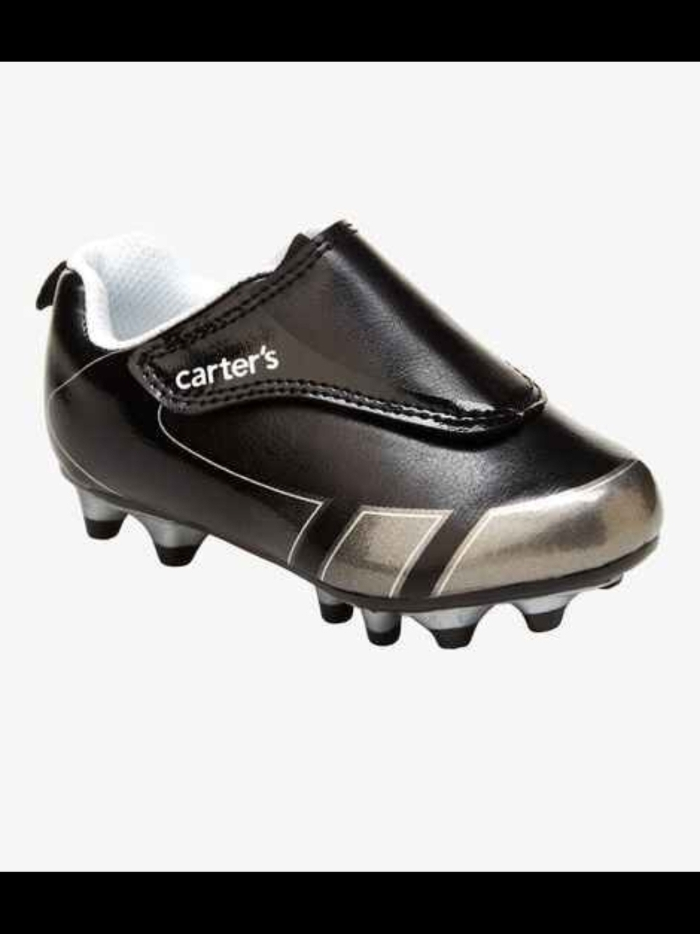 Carter's Black Childrens Soccer Cleats with Silver Accents